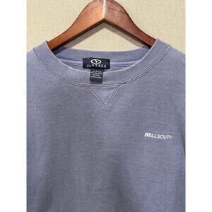 VTG Bellsouth Crewneck Sweatshirt Mens L Blue Waffle Knit Vantage pre AT&T era‎